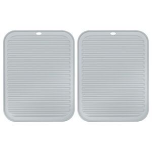 2 Pcs 12" x 9" Silicone Sink Drain Pad Heat Resistant Suitable - Gray
